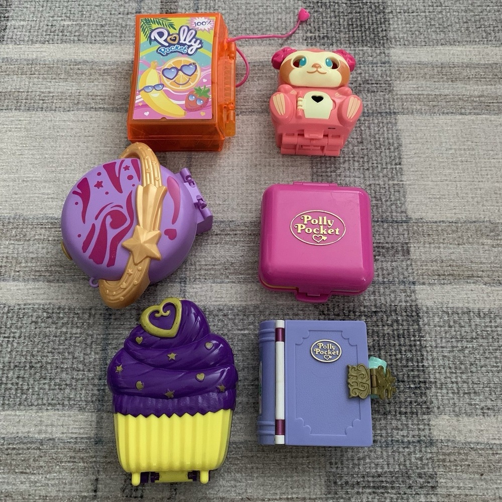 Lot Of 6 Polly Pocket Compacts Playsets Includes Animals Alien No People